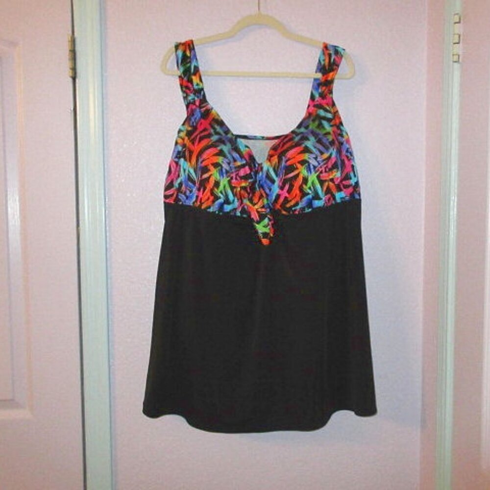 Longitude One Piece Swim Dress Size 30 Tummy Control Long Torso Wire Free NWT